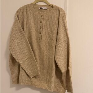 Zara Men's Tan Crewneck Sweater